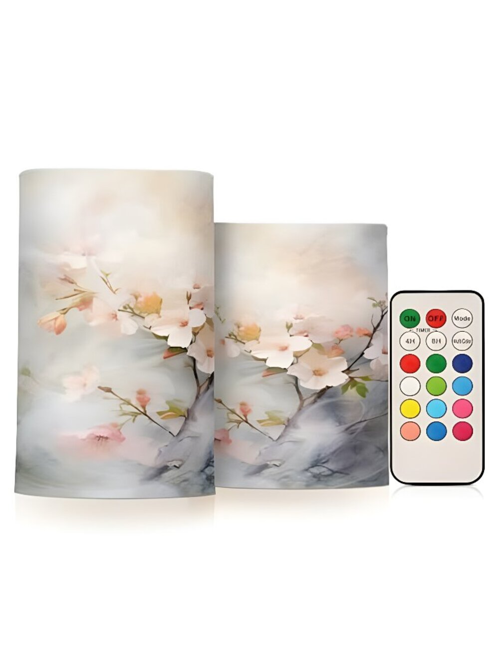 Spring Cherry Blossom Flowers Flickering Flameless Candles Battery Operated